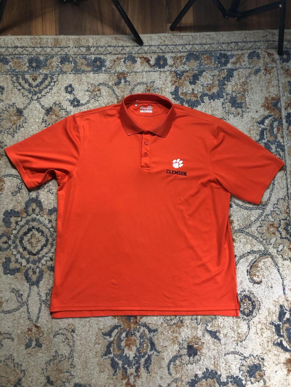 Clemson Tigers Polo Shirt Mens XL Orange NCAA Football Under Armour Logo